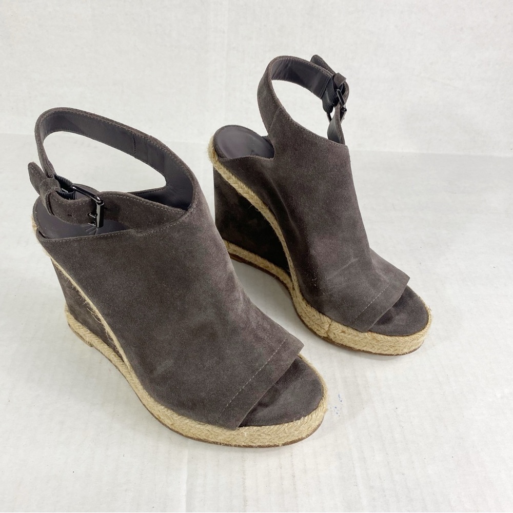 VINCE Evangeline Suede Peep-Toe Espadrille Wedge Sandals Size 8.5